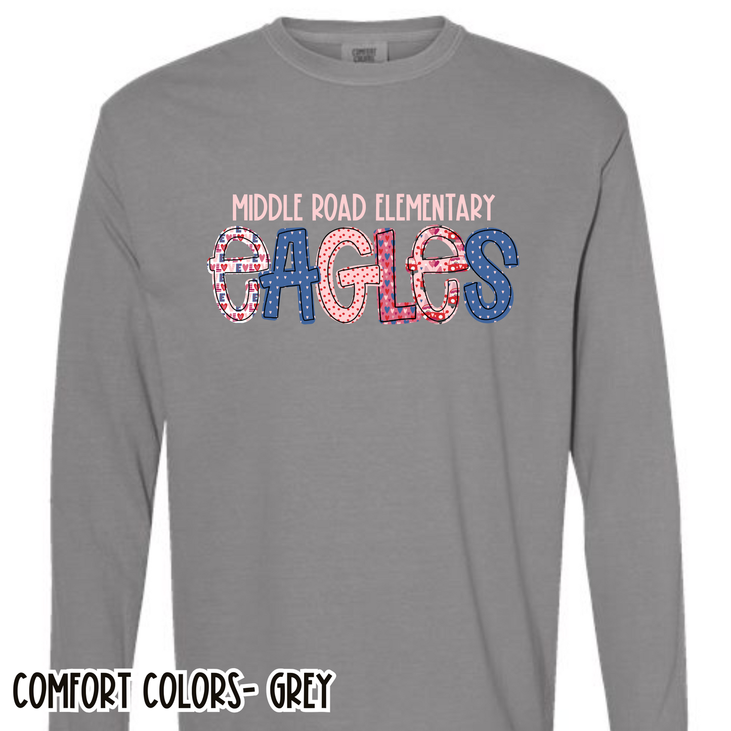 Valentine's Spirit Wear Eagles- Deep Heather Long Sleeve