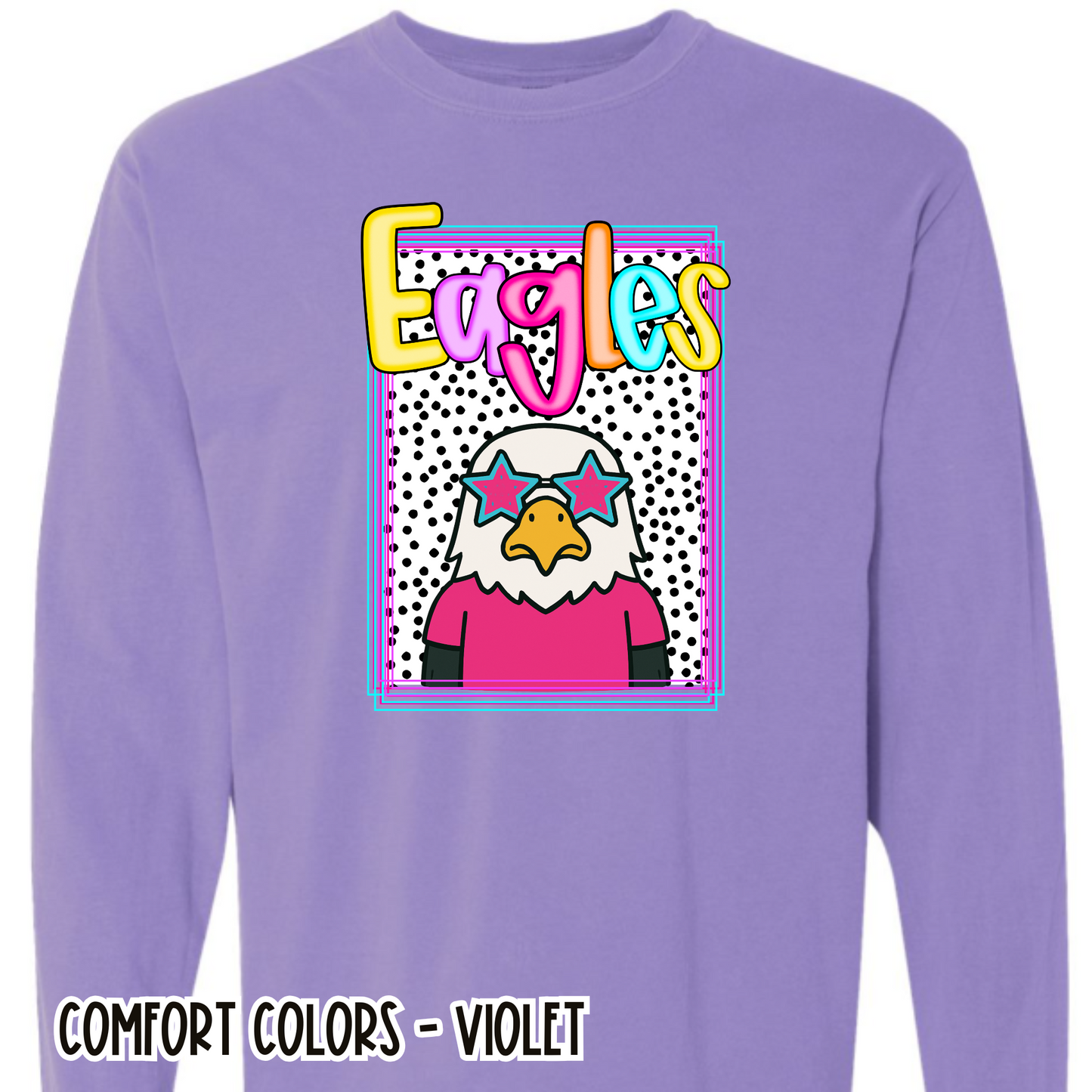 Preppy Eagles Mascot - Purple Long Sleeve