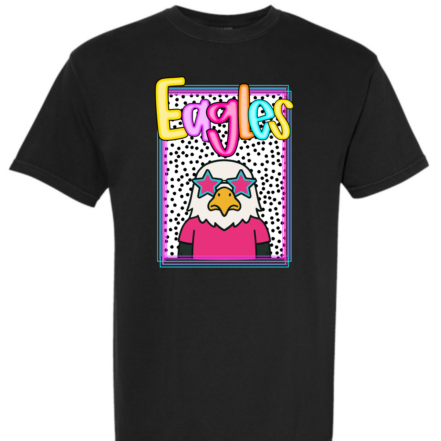 Preppy Eagles Mascot - Black Short Sleeve