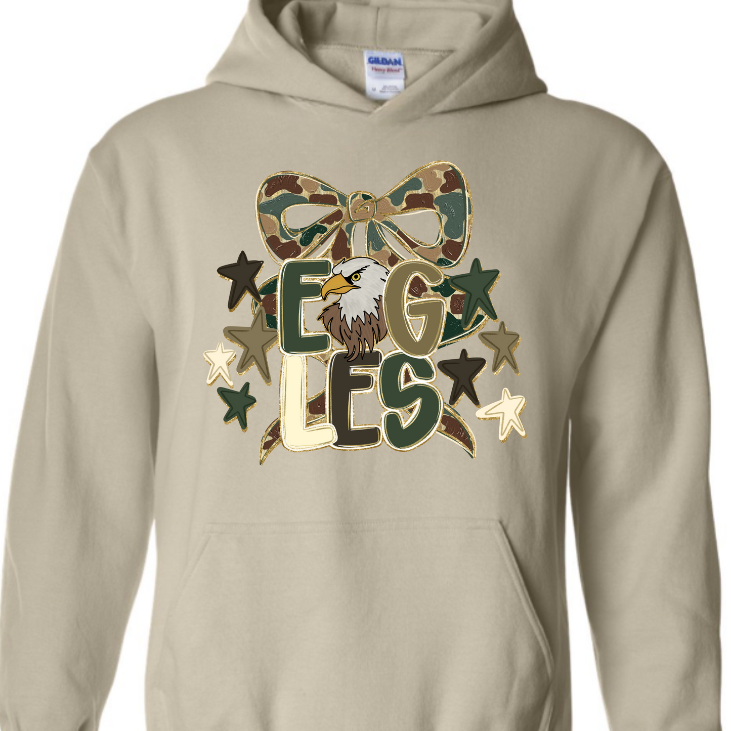 Camo Eagles Bow - Natural Sweatshirt