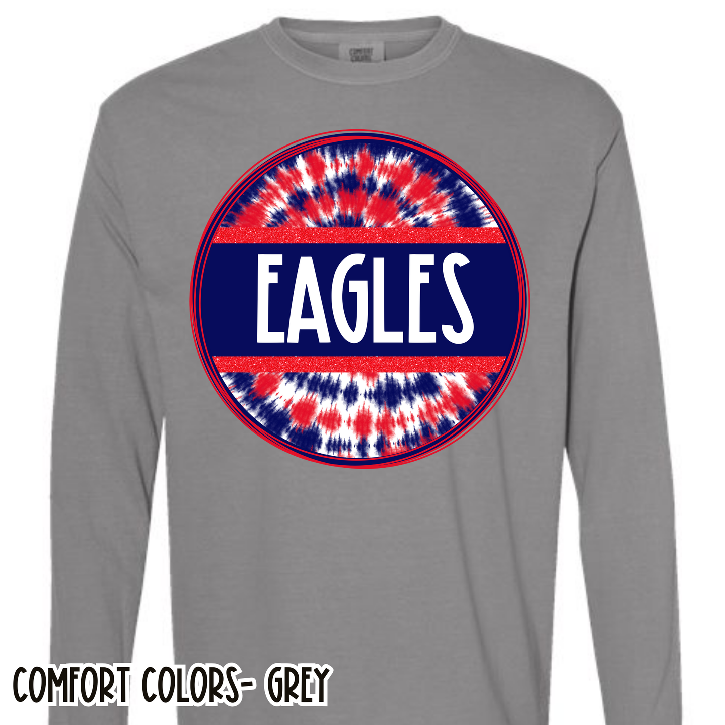 Tie Dye Circle Eagles Grey Long Sleeve