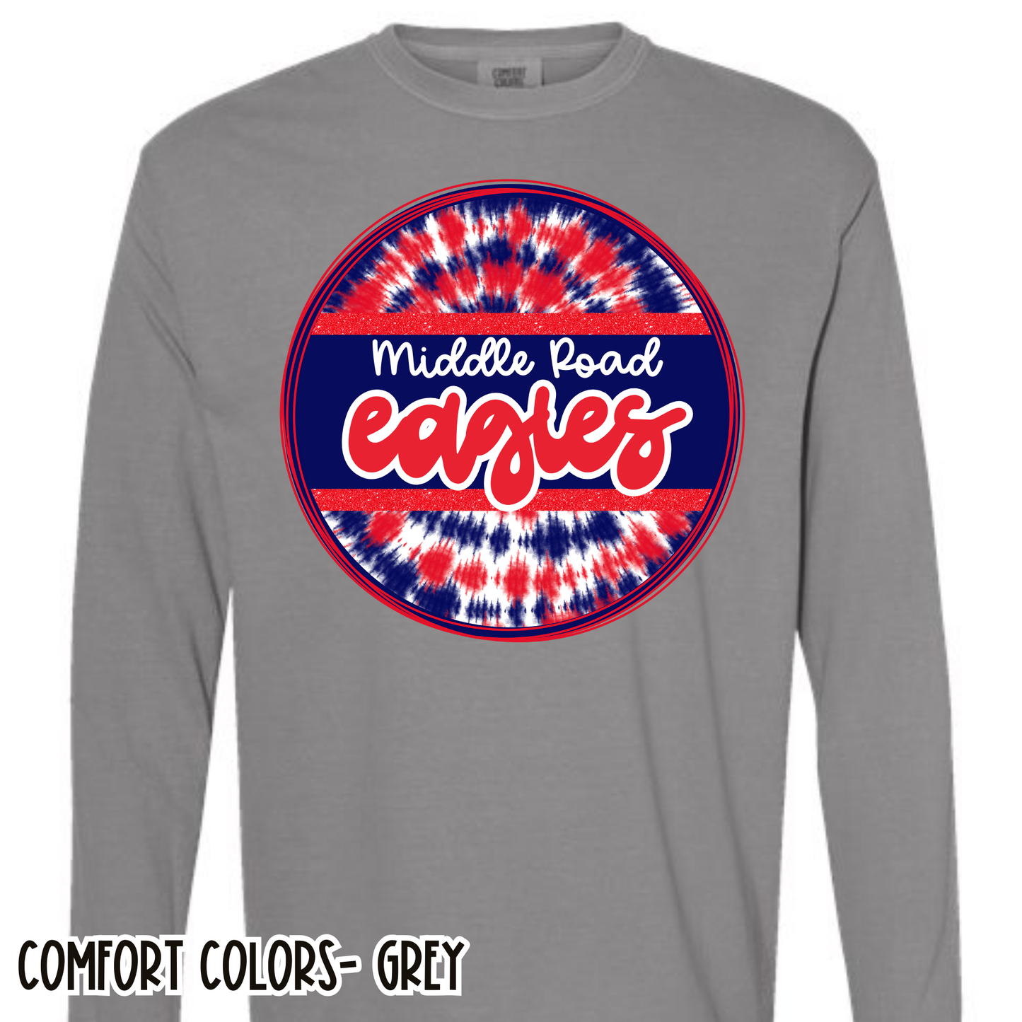 Tie Dye Circle Retro Eagles Grey Long Sleeve