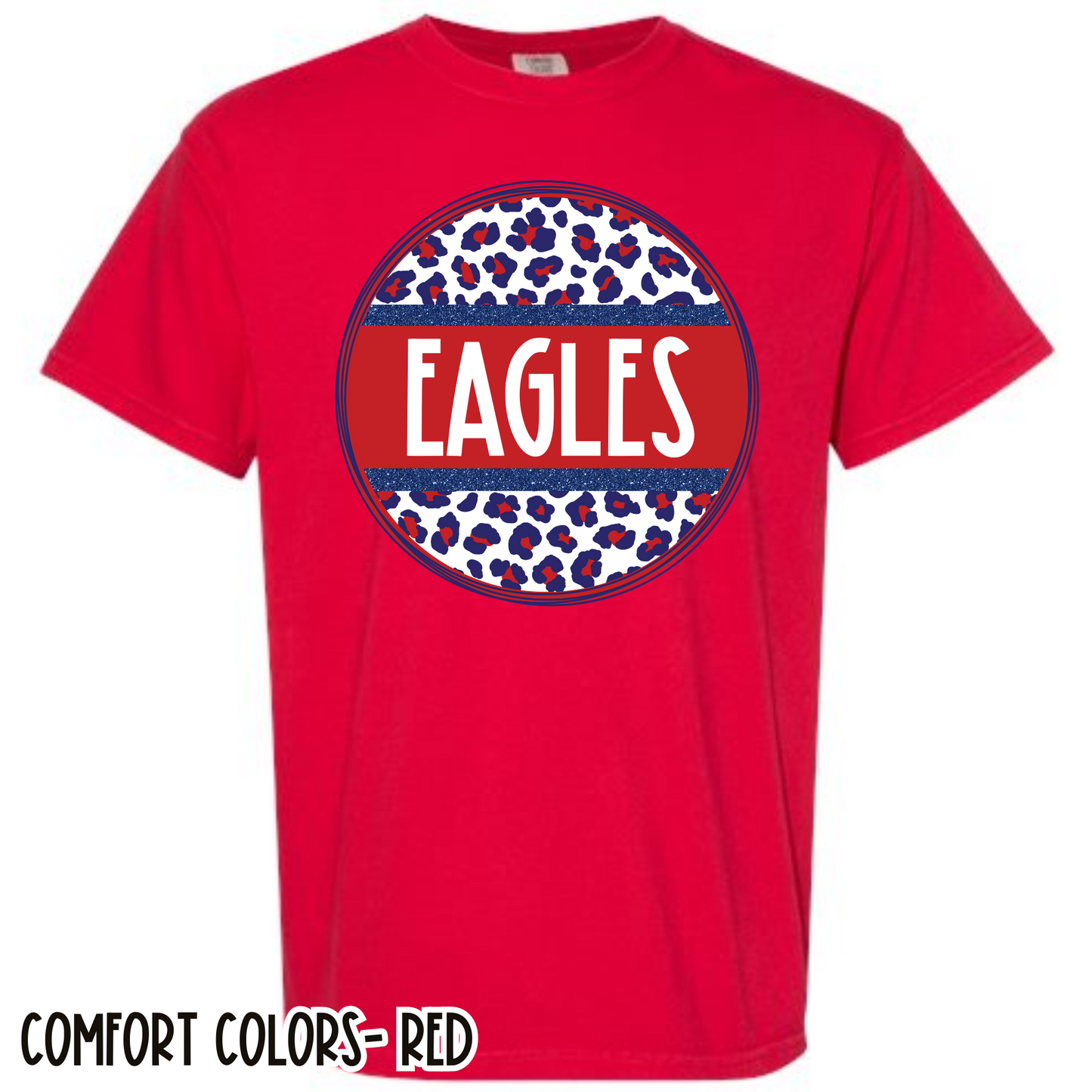 Leopard Circle Eagles Red Short Sleeve Tee