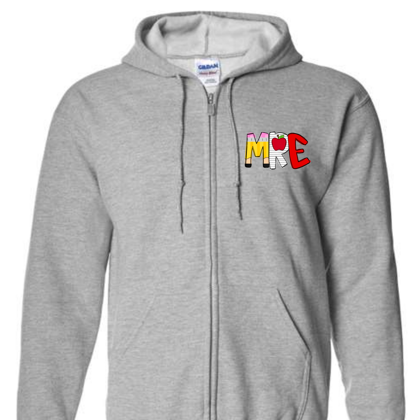 School House Alpha MRE- Grey Full Zip Hooded Sweatshirt