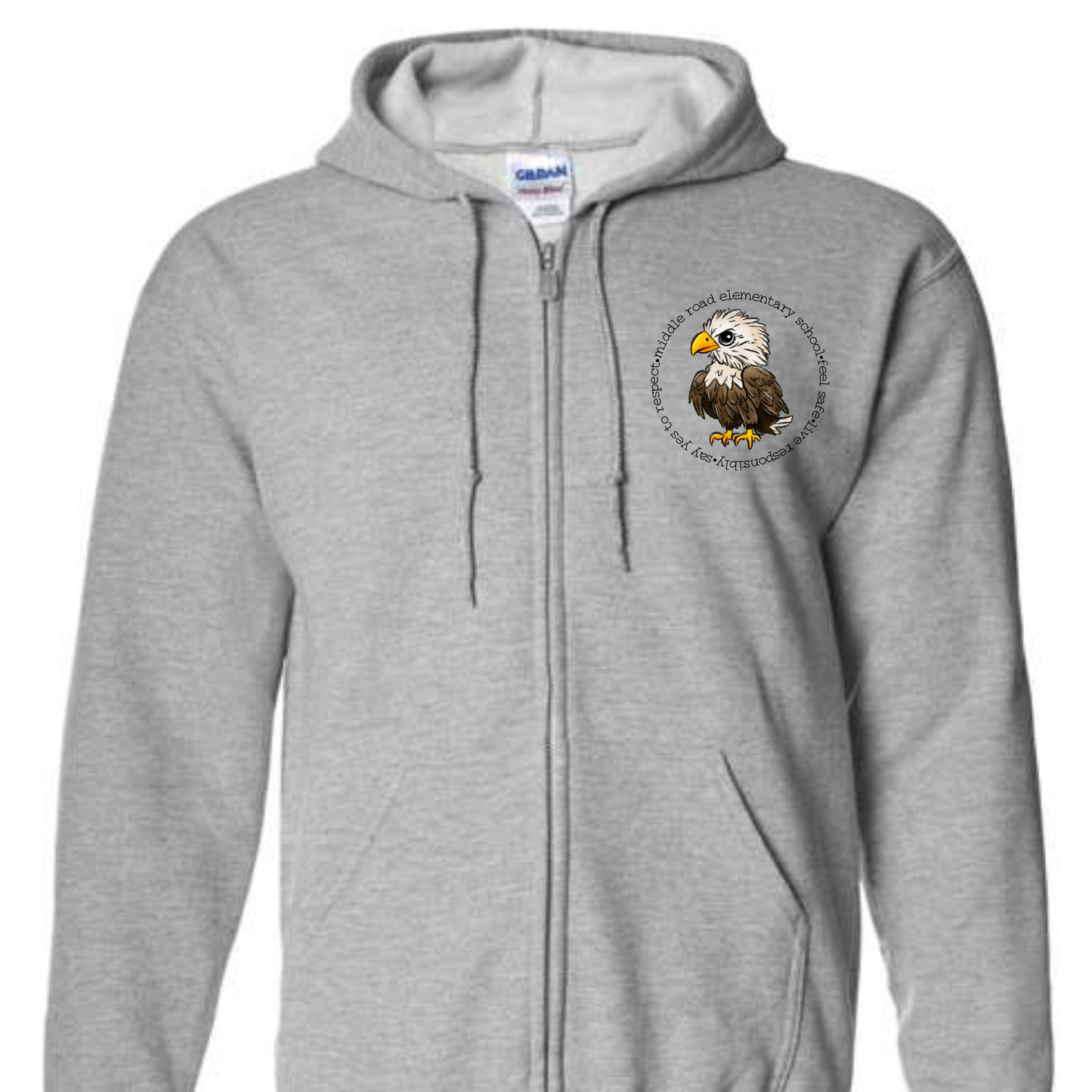 FLY Eagle- Grey Full Zip Hooded Sweatshirt