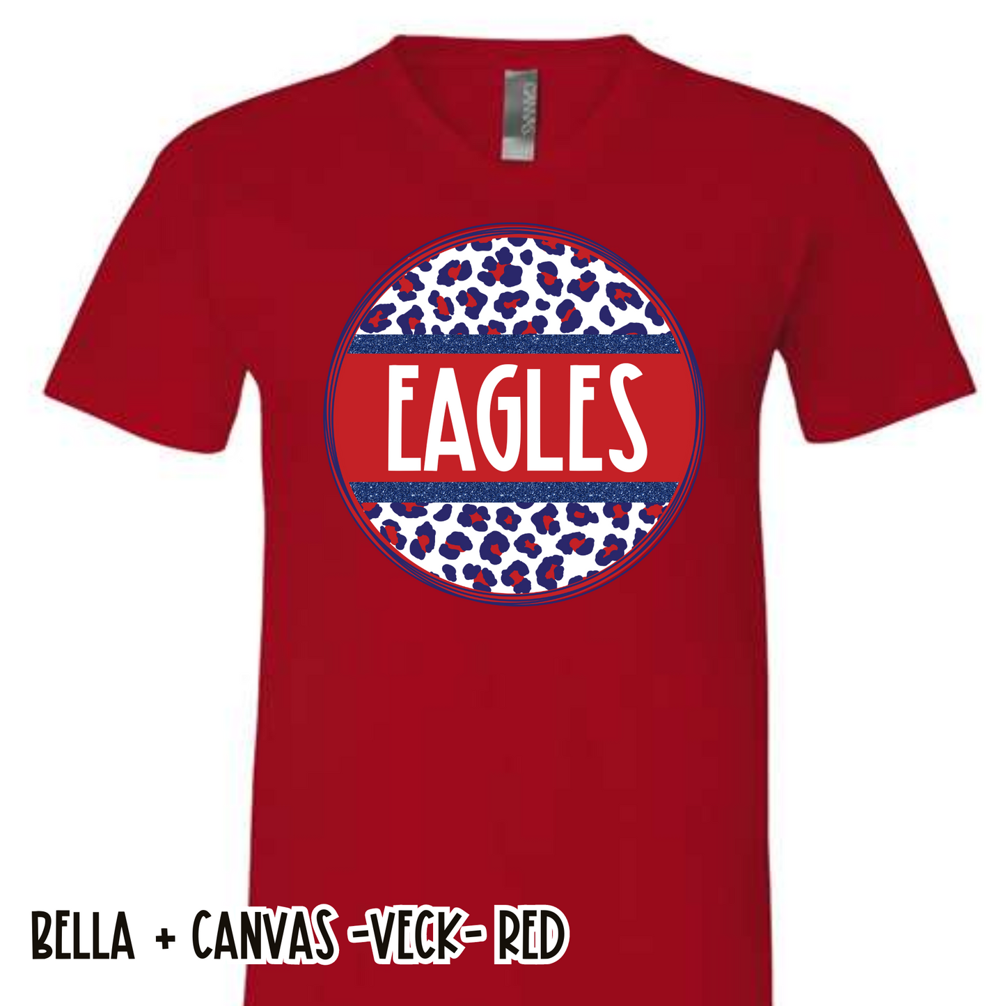 Leopard Circle Eagles Red -V-NECK