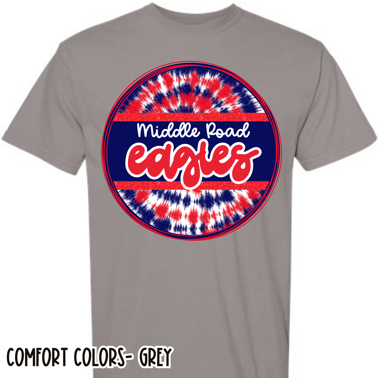 Tie Dye Circle Retro Eagles Grey Short Sleeve Tee