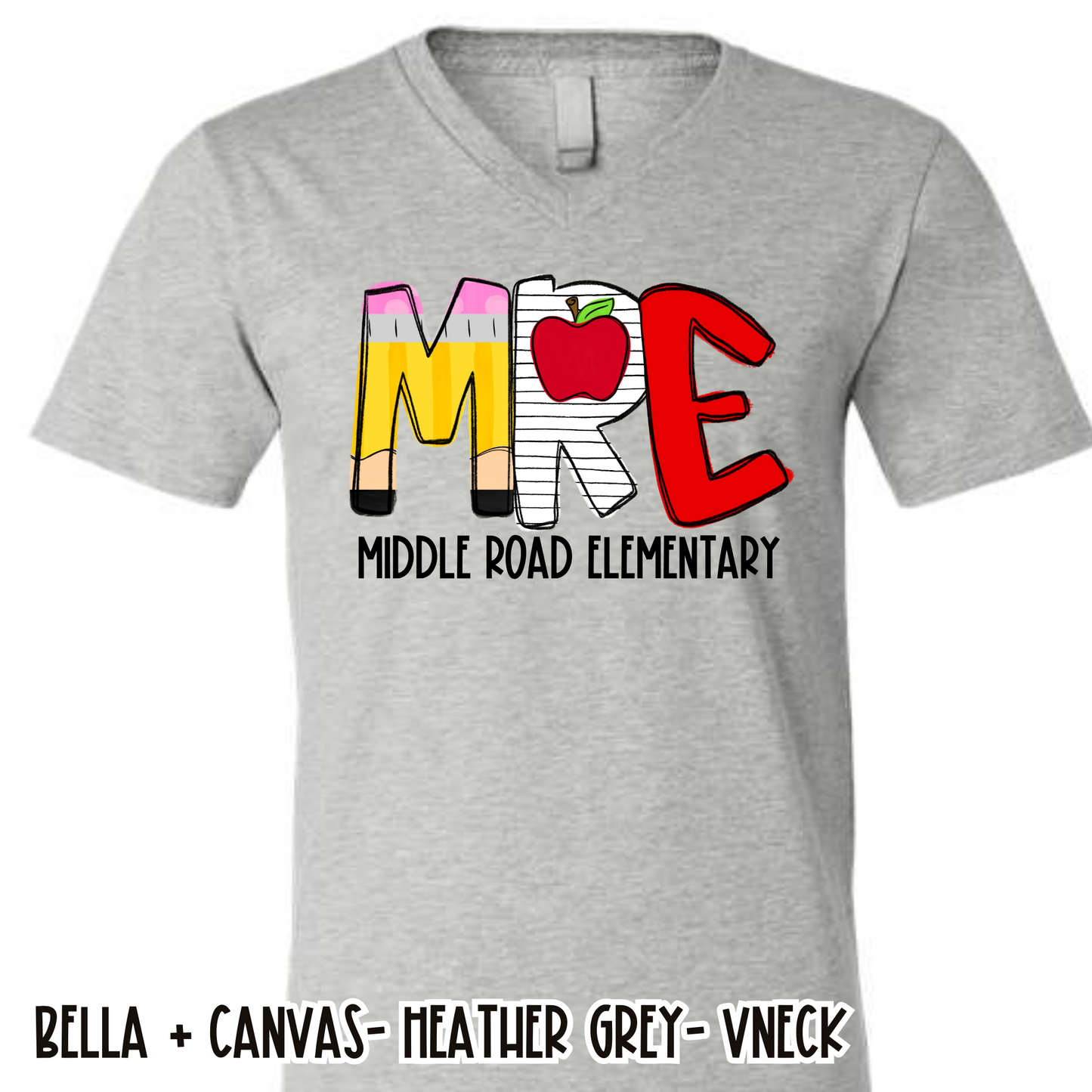 School Alpha Middle Road Elementary Grey -V-NECK