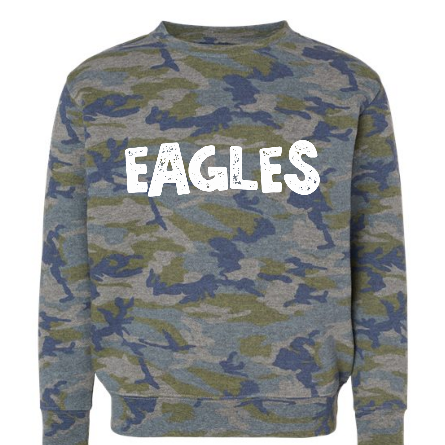 Distressed Eagles- Camo Sweatshirt