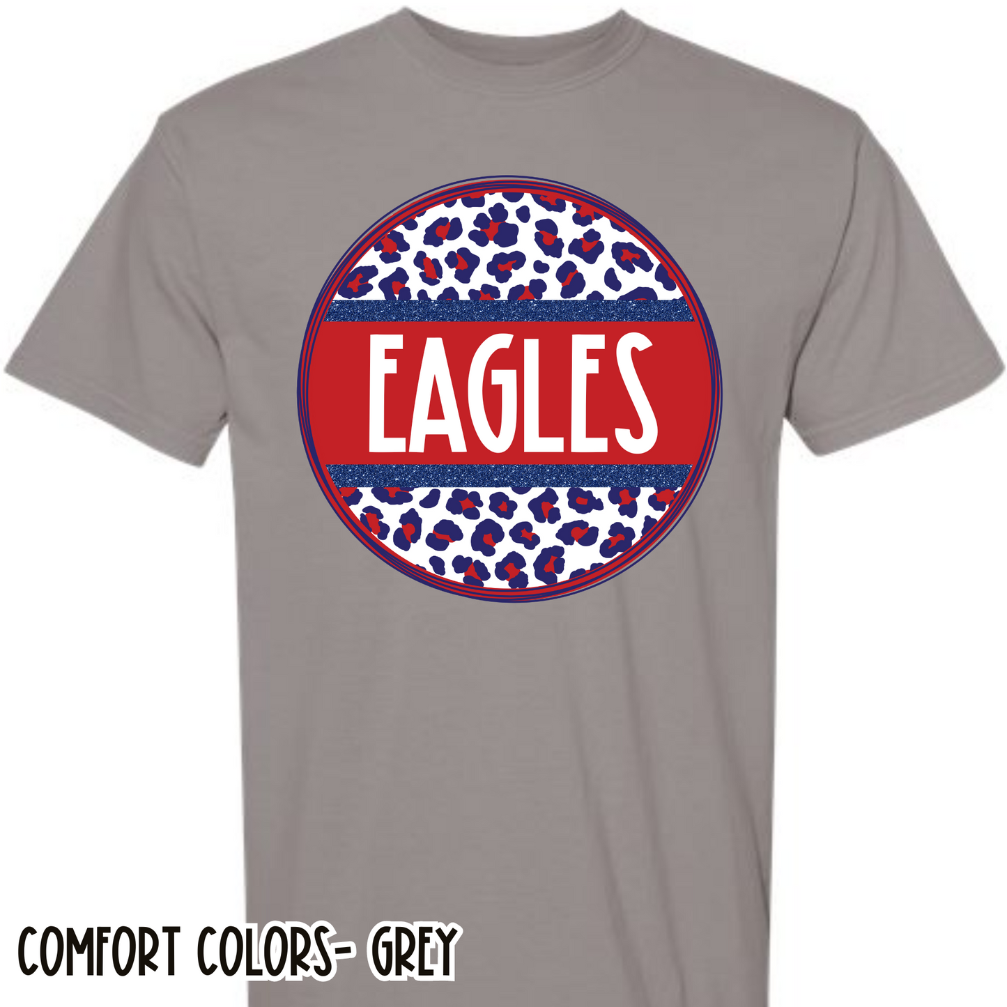 Leopard Circle Eagles Grey Short Sleeve Tee