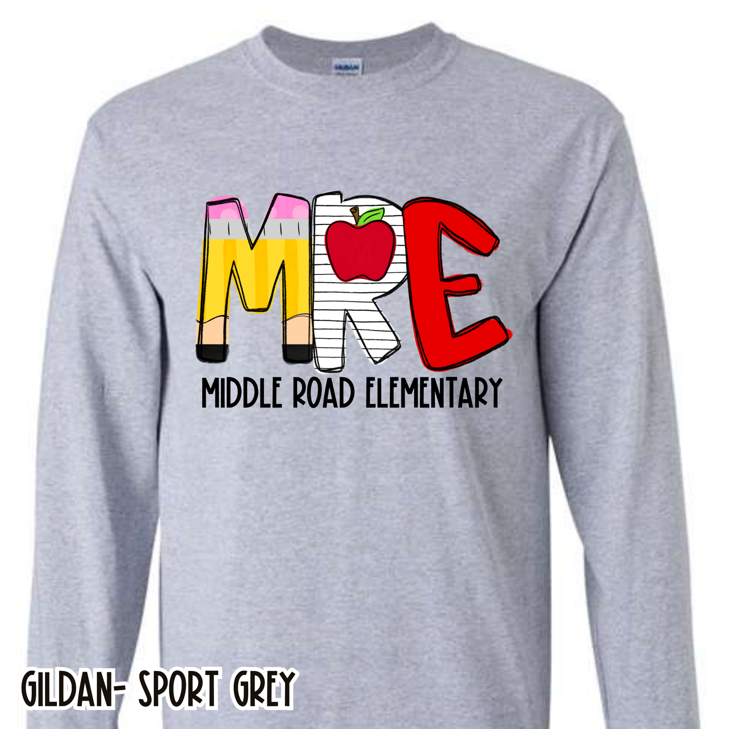 School Alpha Middle Road Elementary Grey Long Sleeve