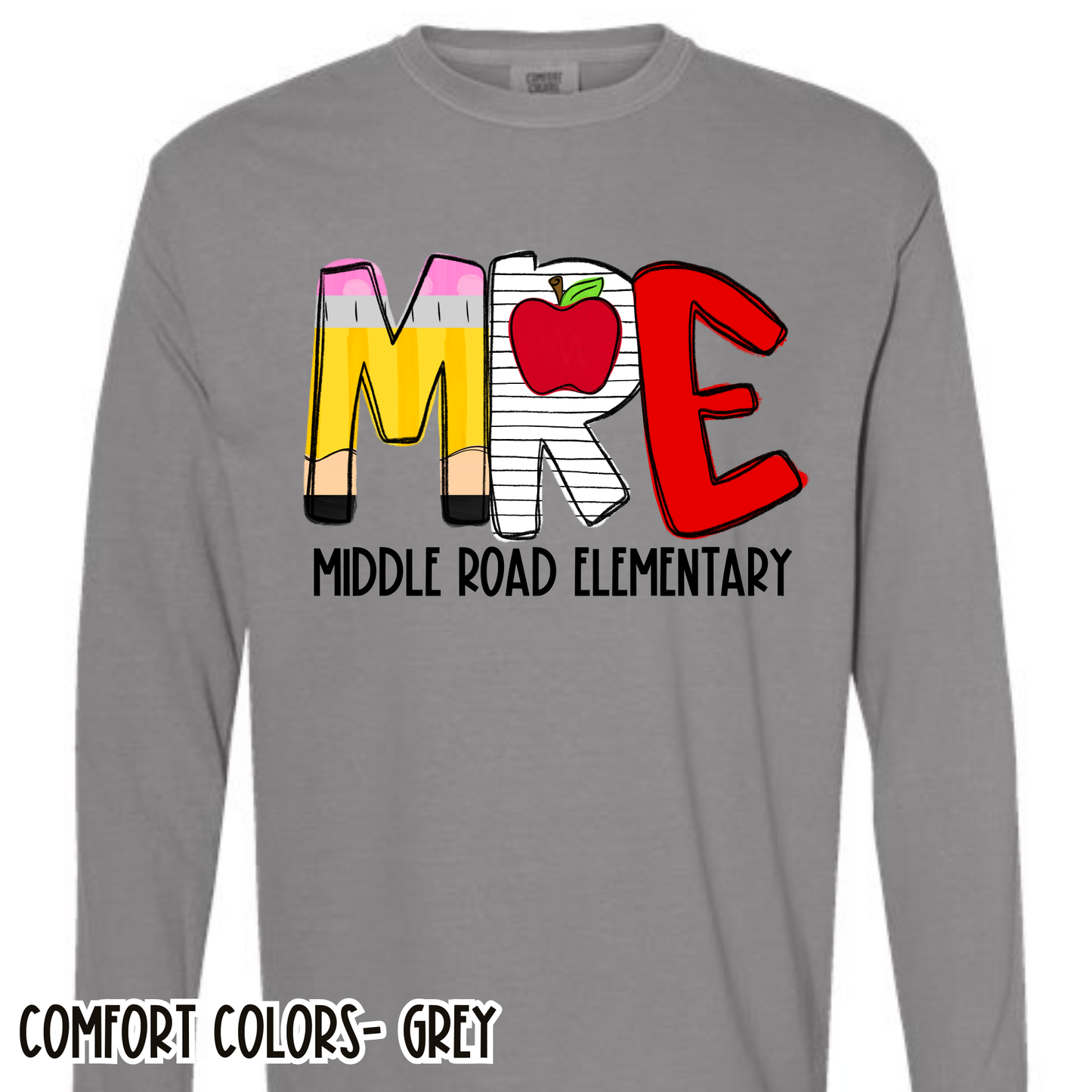 School Alpha Middle Road Elementary Grey Long Sleeve