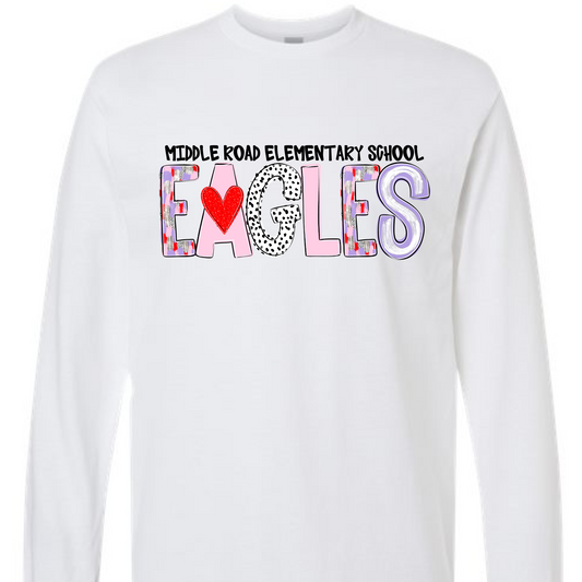 Valentine's Alpha- Eagles- White LONG SLEEVE