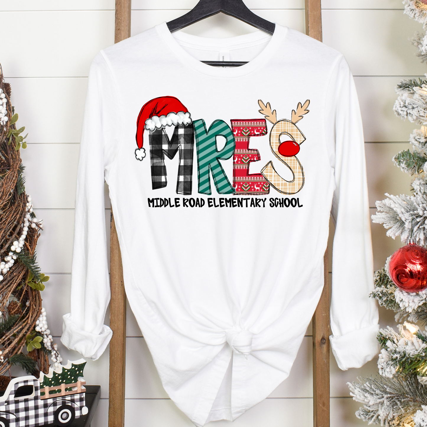 Reindeer Alpha- MRES- White LONG SLEEVE