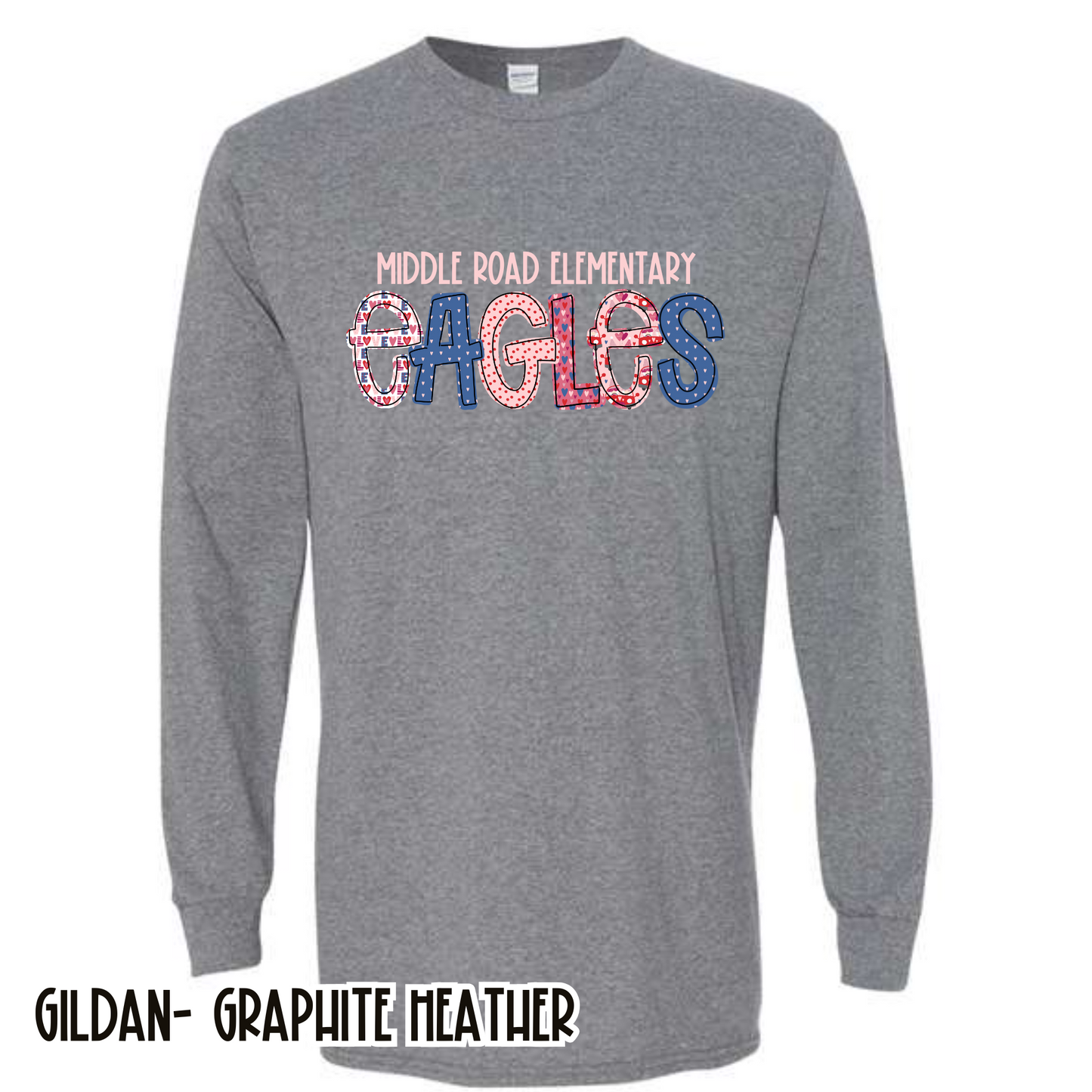 Valentine's Spirit Wear Eagles- Deep Heather Long Sleeve