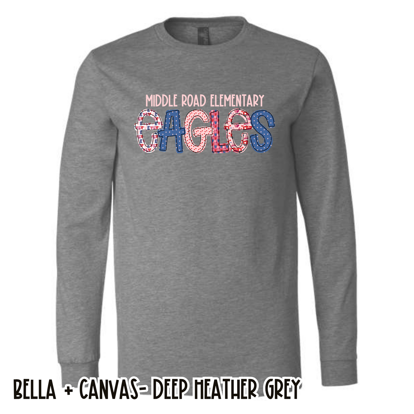 Valentine's Spirit Wear Eagles- Deep Heather Long Sleeve