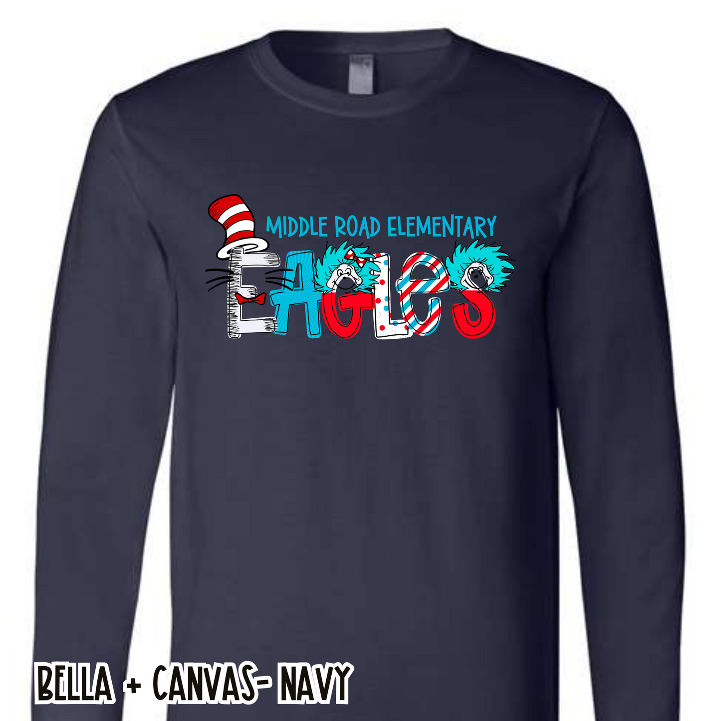 Read Across America Eagles- Navy Long Sleeve