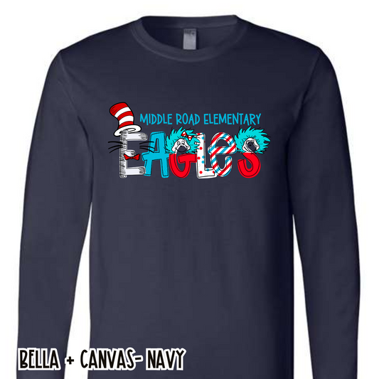 Read Across America Eagles- Navy Long Sleeve