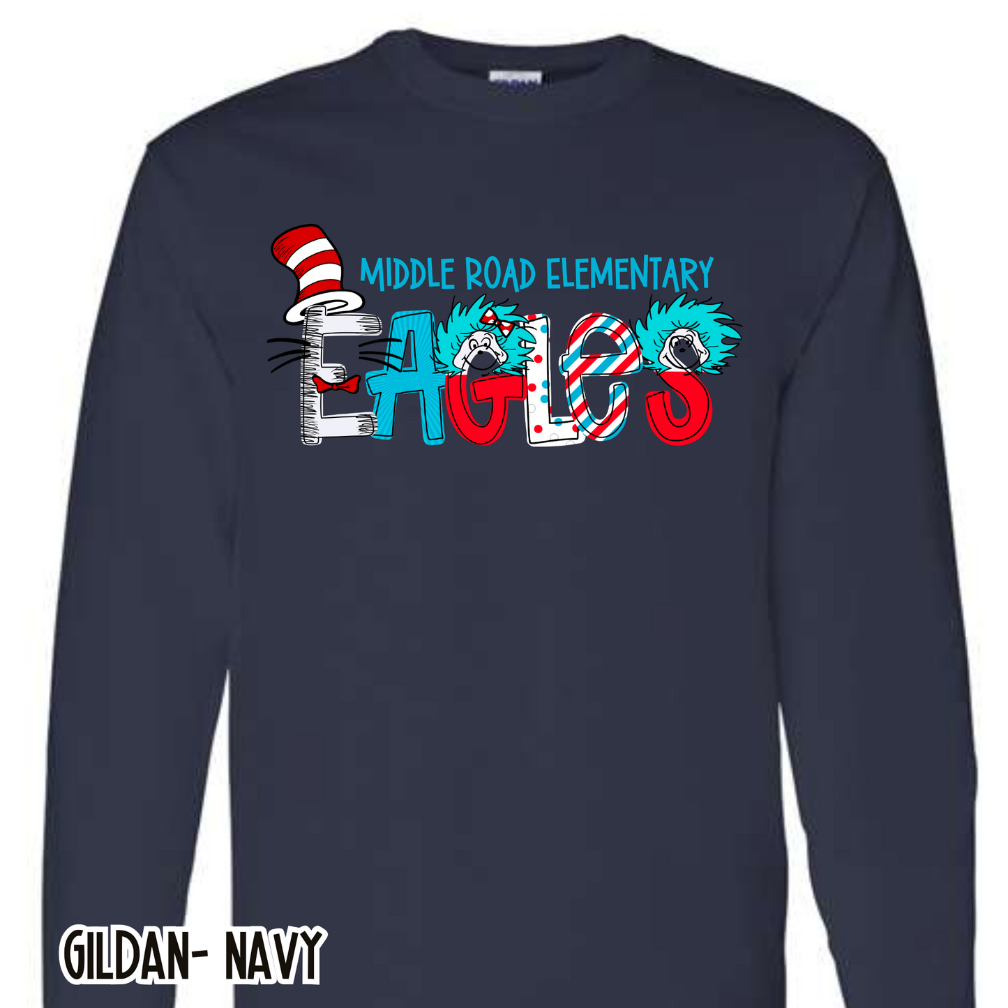 Read Across America Eagles- Navy Long Sleeve