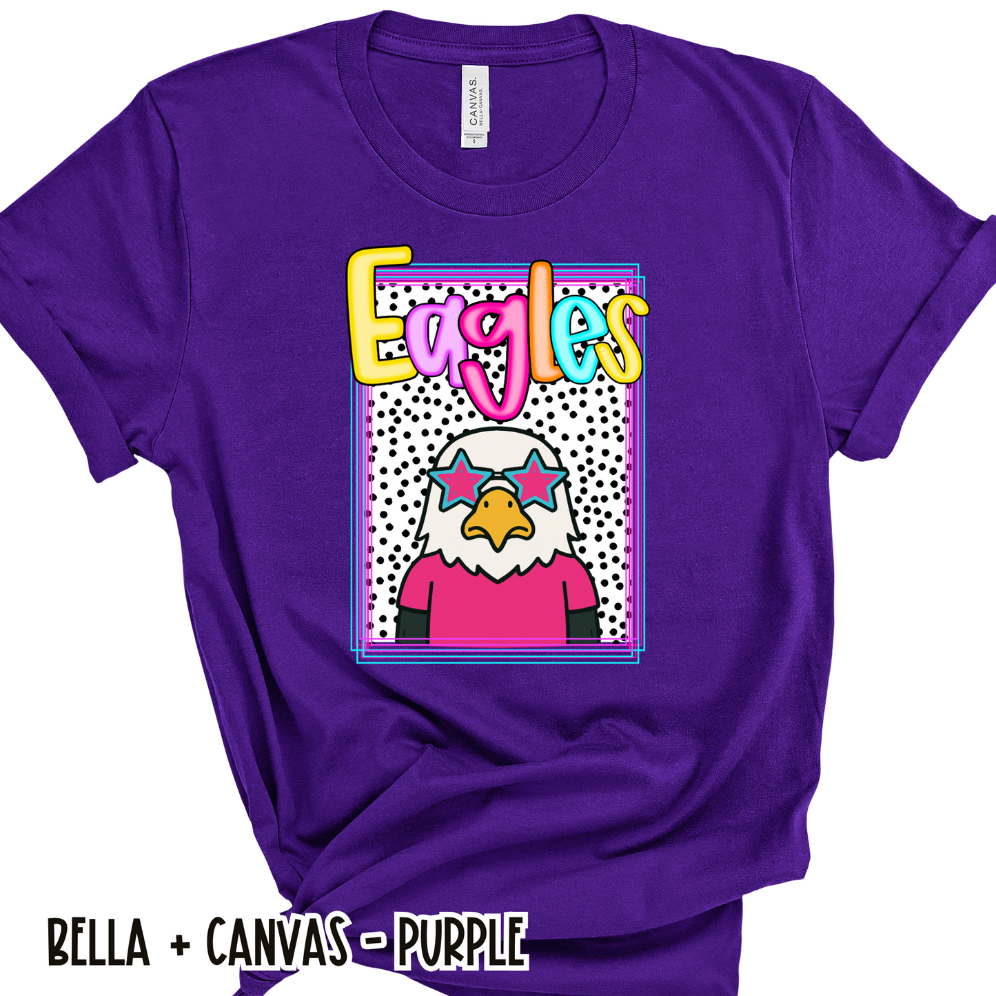 Preppy Eagles Mascot - Purple Short Sleeve