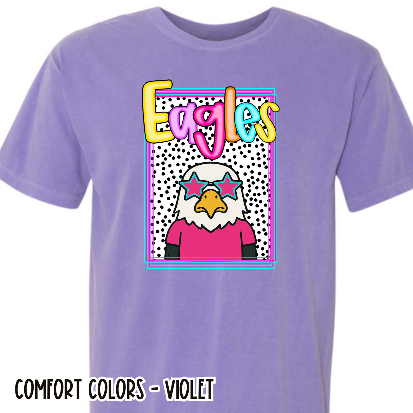 Preppy Eagles Mascot - Purple Short Sleeve
