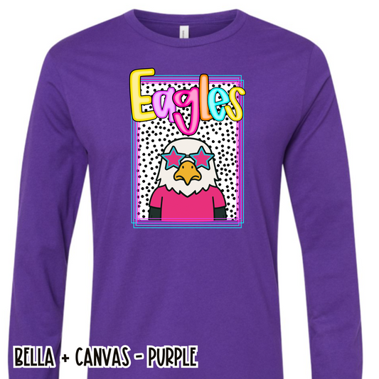 Preppy Eagles Mascot - Purple Long Sleeve