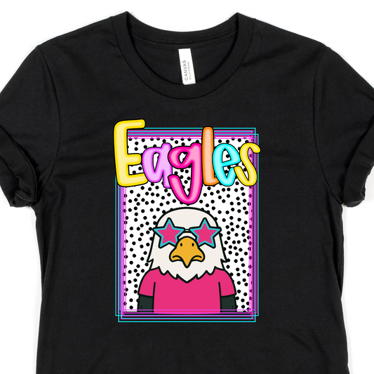 Preppy Eagles Mascot - Black Short Sleeve