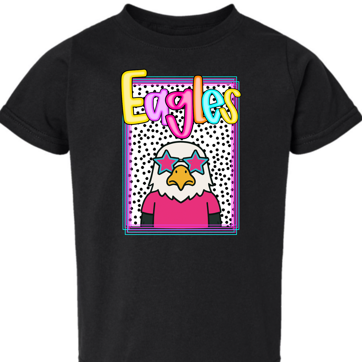 Preppy Eagles Mascot - Black Short Sleeve
