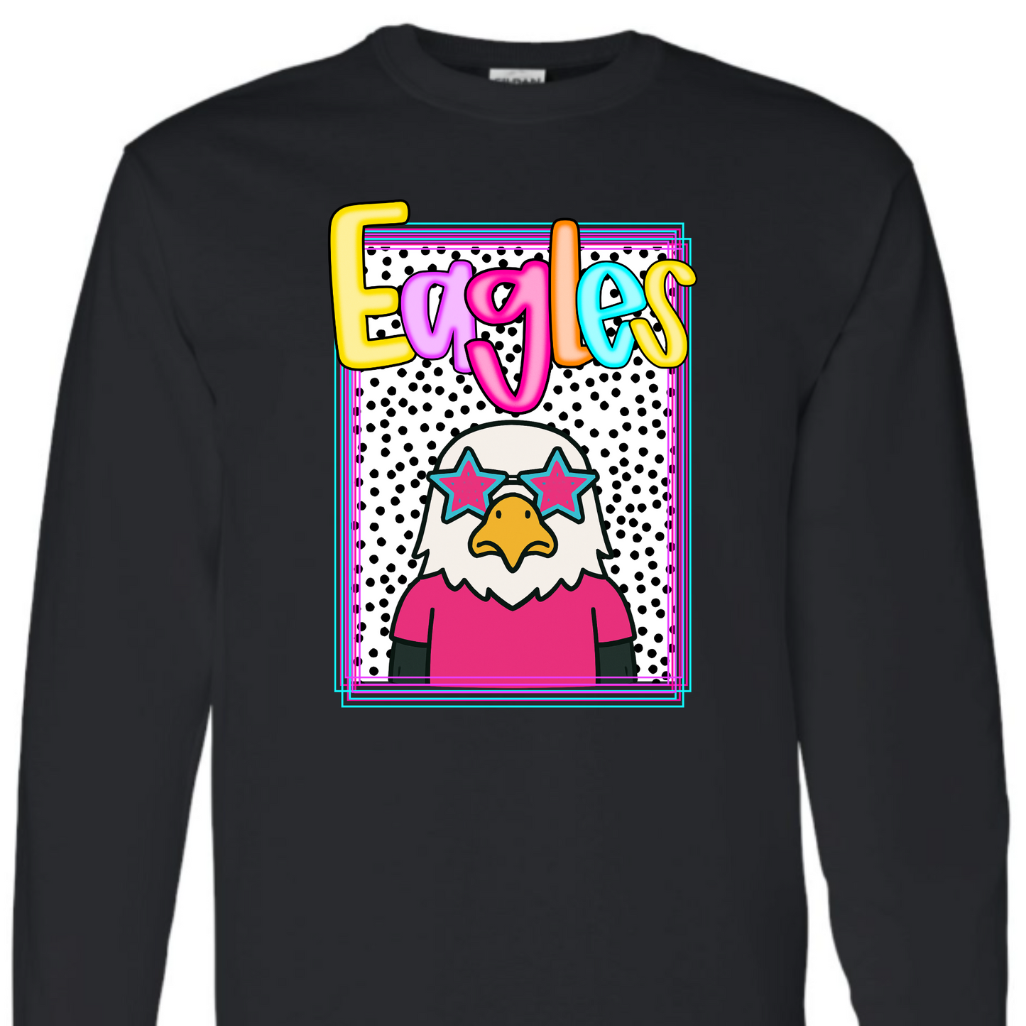 Preppy Eagles Mascot - Black Long Sleeve
