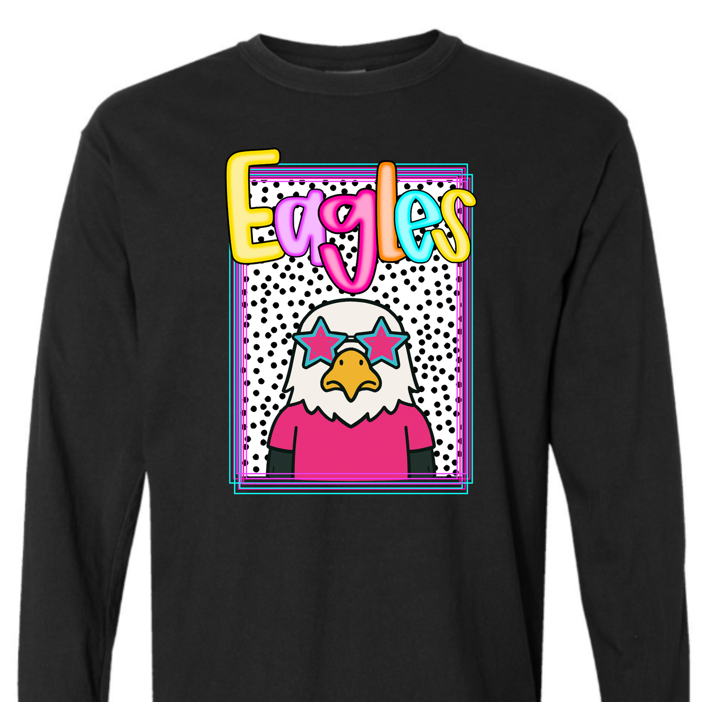 Preppy Eagles Mascot - Black Long Sleeve