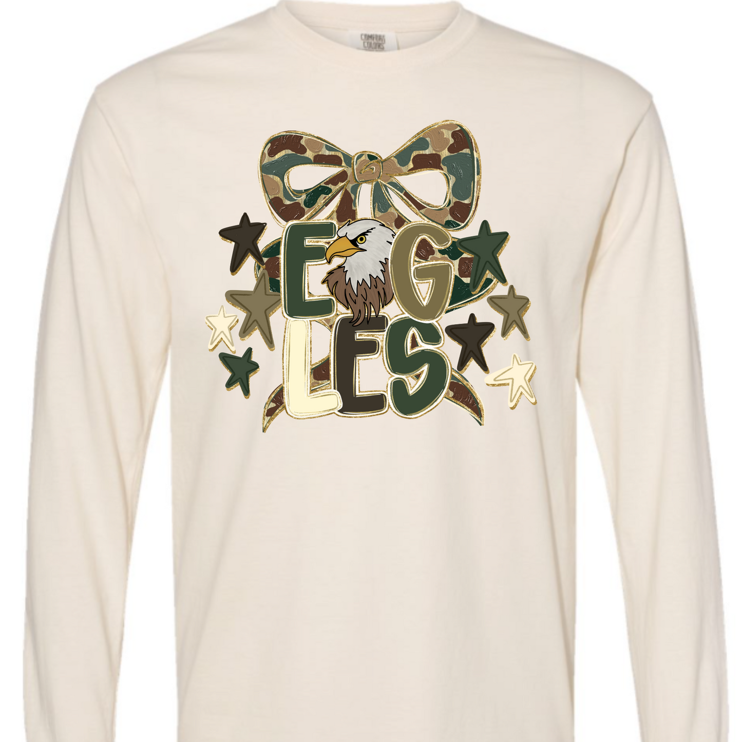 Camo Eagles Bow - Natural Long Sleeve