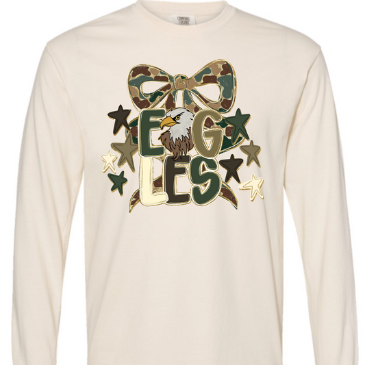 Camo Eagles Bow - Natural Long Sleeve