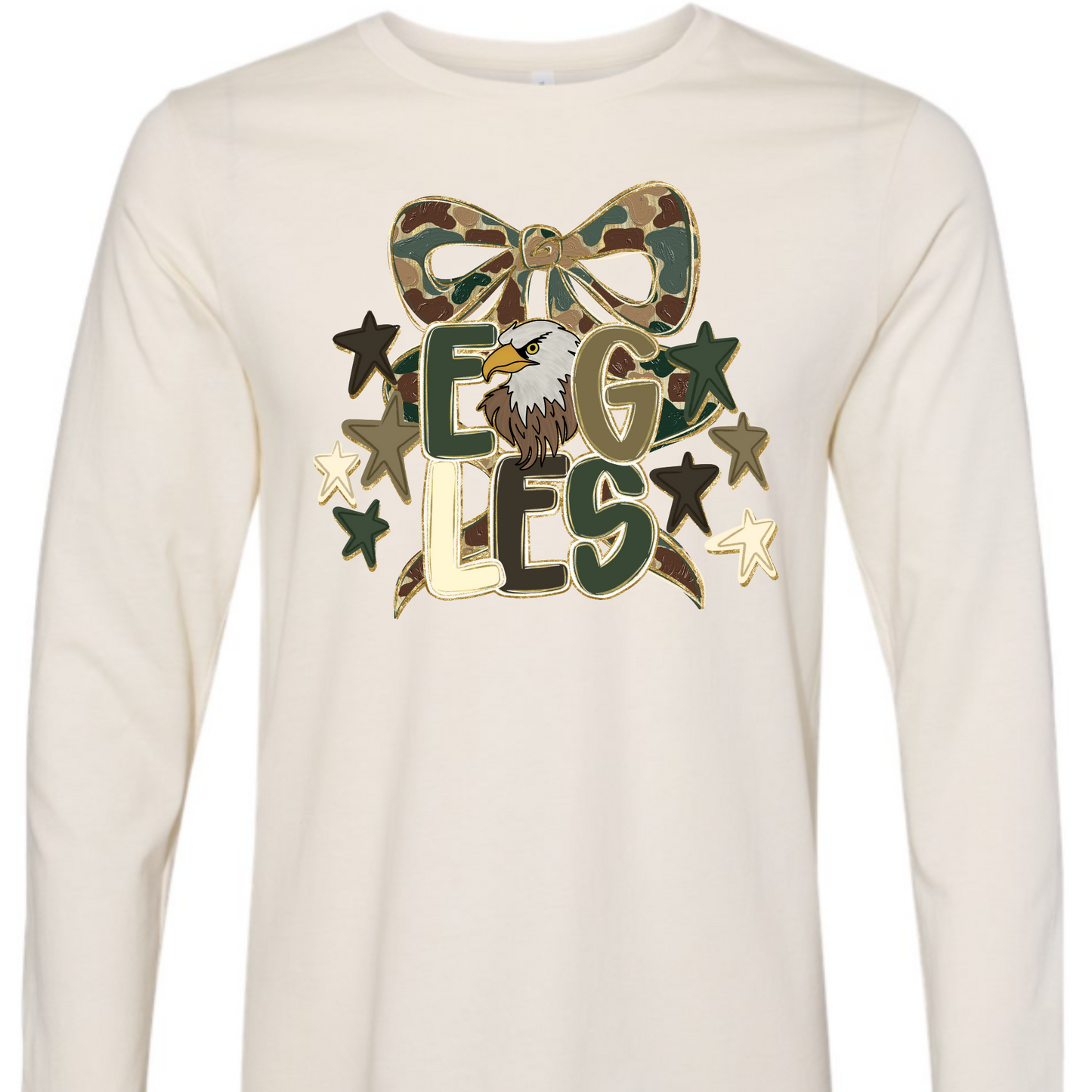 Camo Eagles Bow - Natural Long Sleeve