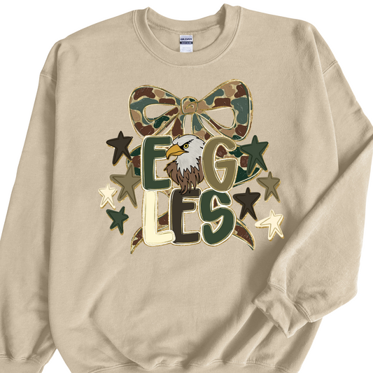 Camo Eagles Bow - Natural Sweatshirt