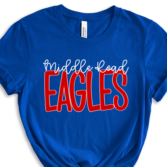 Middle Road Eagles Doodle Letters Royal Short Sleeve