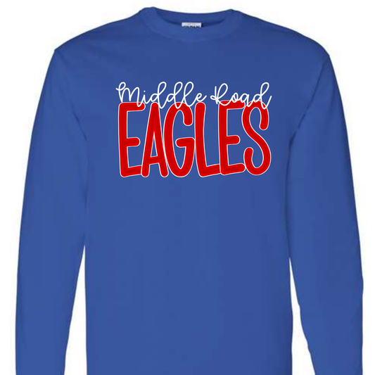 Middle Road Eagles Doodle Letters Royal Long Sleeve