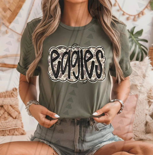 Camo Eagles- Military Green Short Sleeve