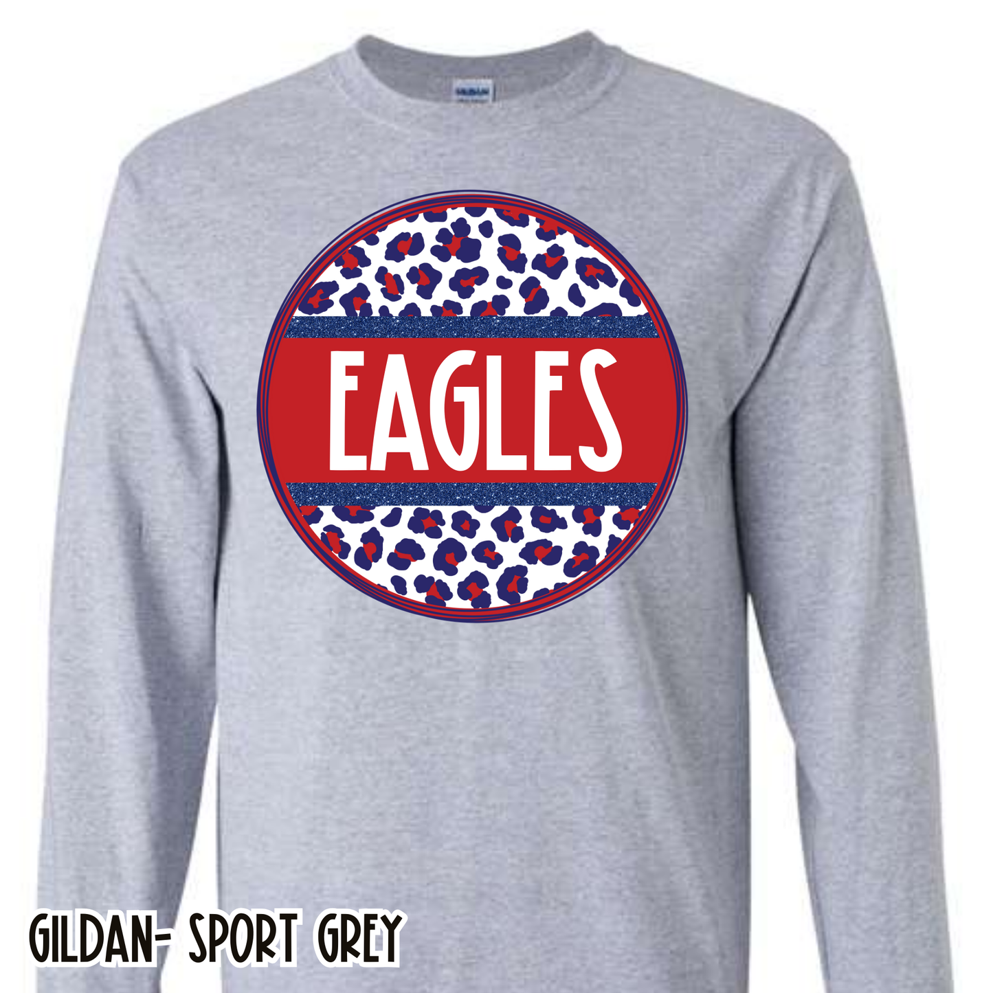 Leopard Circle Eagles Grey Long Sleeve