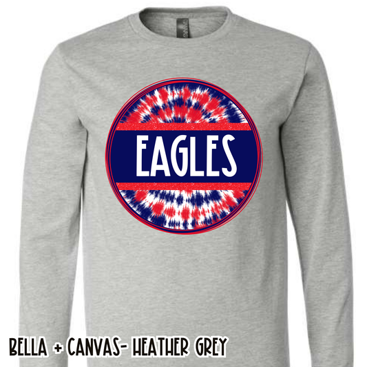Tie Dye Circle Eagles Grey Long Sleeve