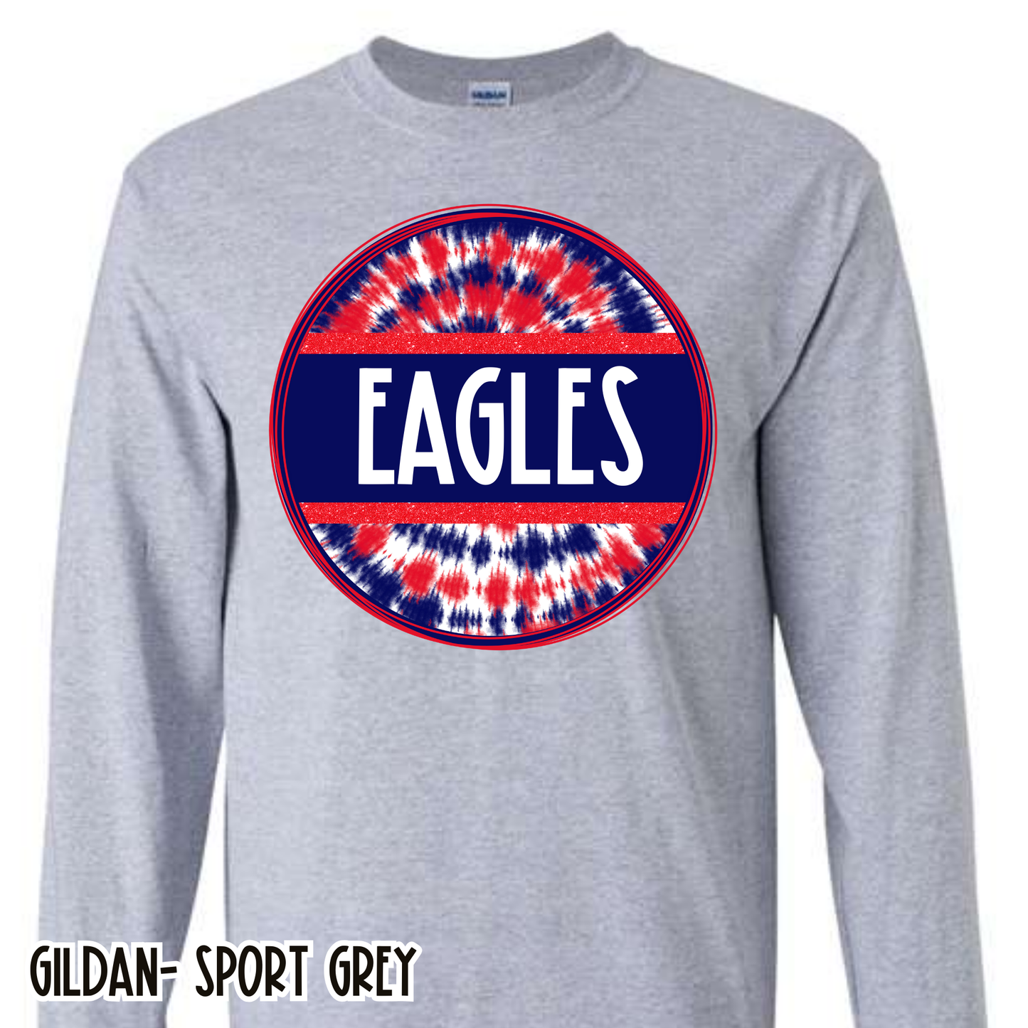 Tie Dye Circle Eagles Grey Long Sleeve