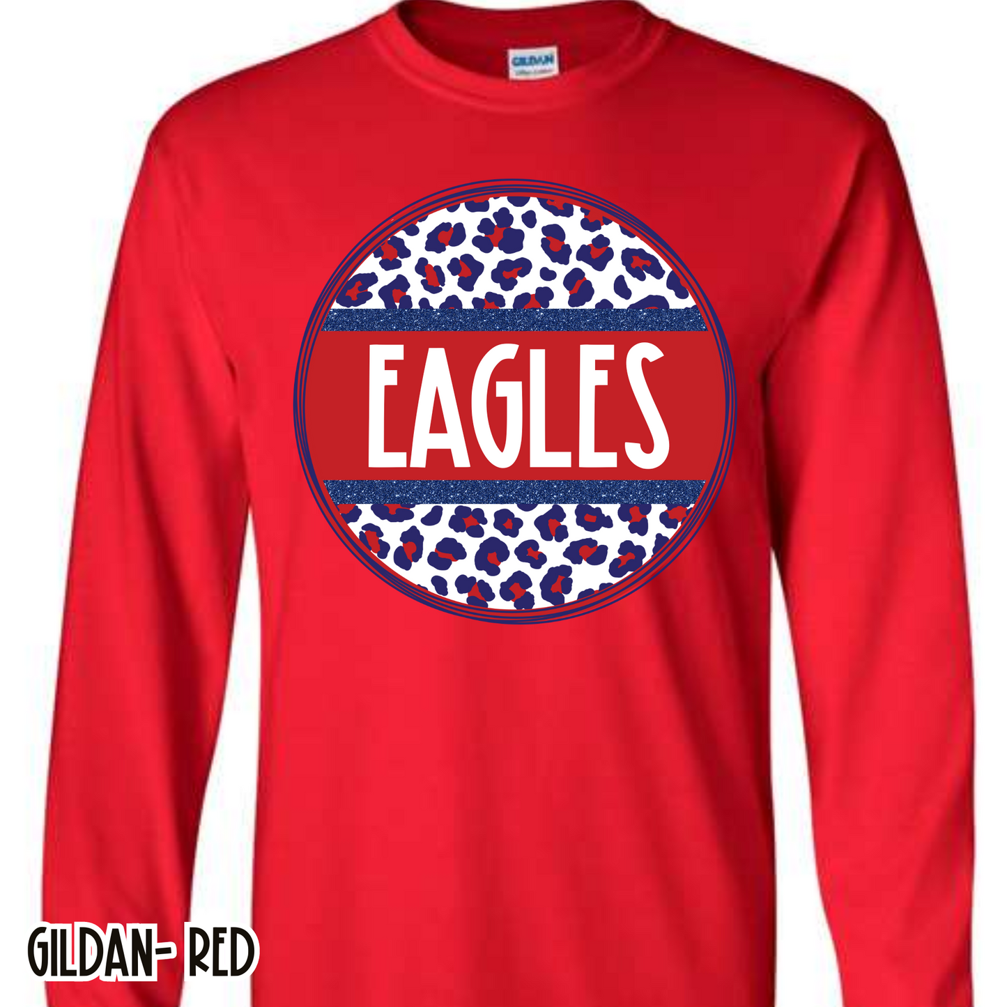 Leopard Circle Eagles Red Long Sleeve
