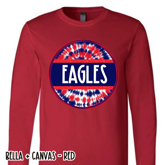 Tie Dye Circle Eagles Red Long Sleeve