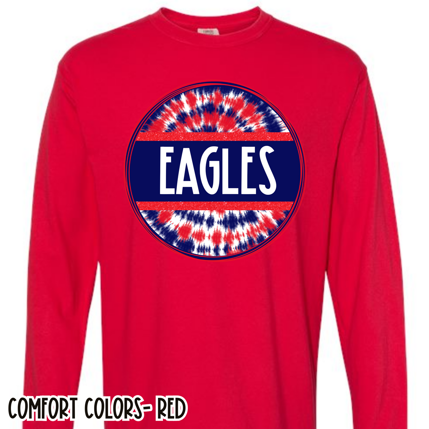 Tie Dye Circle Eagles Red Long Sleeve