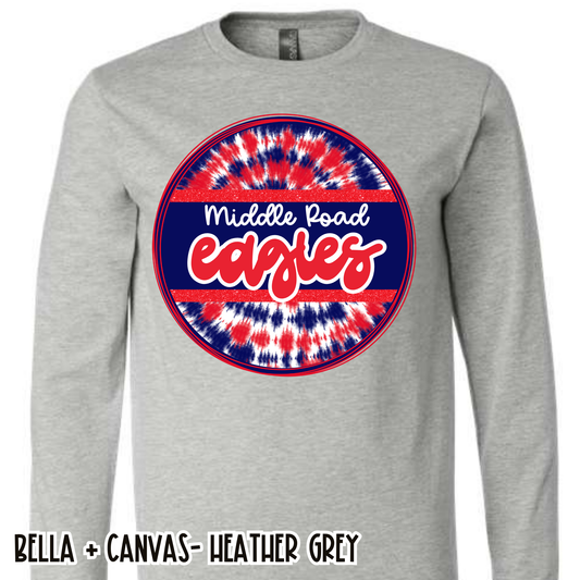 Tie Dye Circle Retro Eagles Grey Long Sleeve