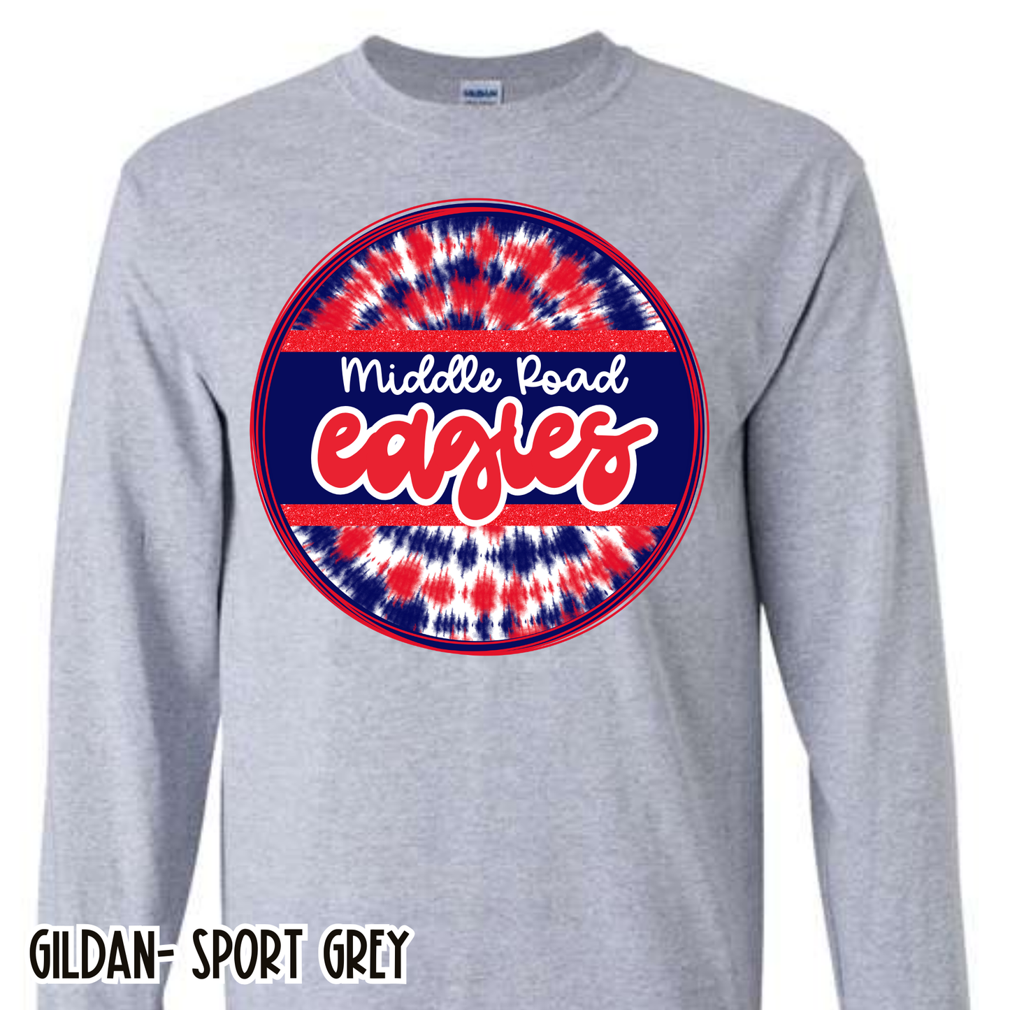 Tie Dye Circle Retro Eagles Grey Long Sleeve