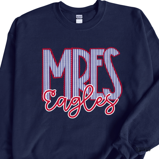 MRES Seersucker- Navy CREWNECK Sweatshirt