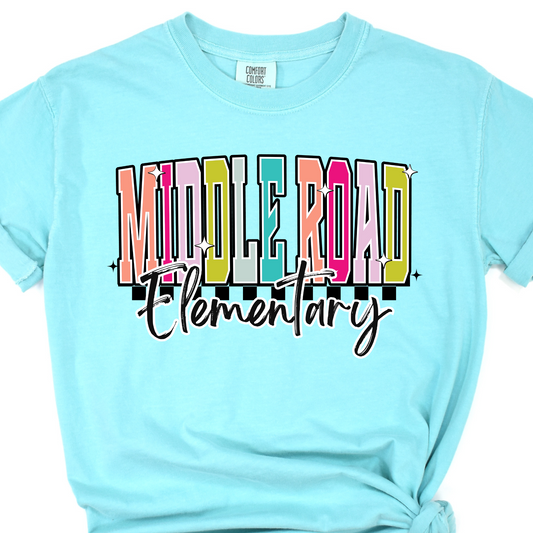 Colorful Middle Road Elementary Comfort Color Short Sleeve Tee
