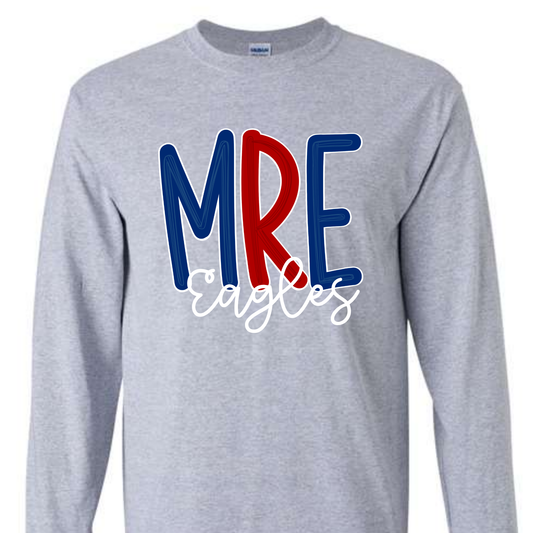Doodle Letter MRE Eagles Grey Long Sleeve