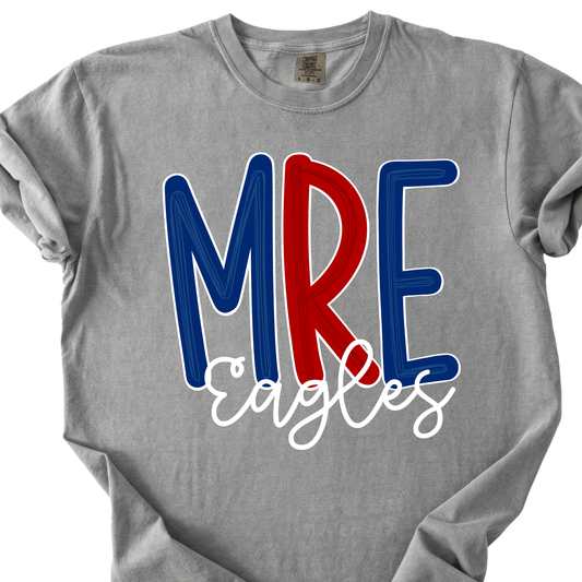 Doodle Letter MRE Eagles Grey Short Sleeve