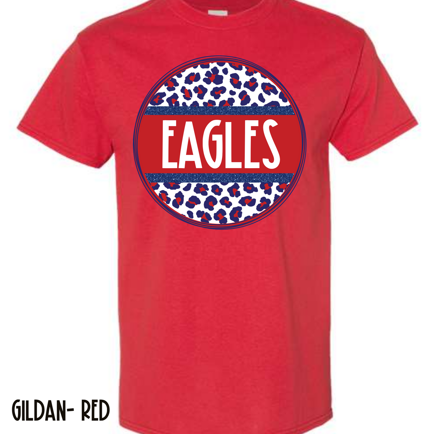 Leopard Circle Eagles Red Short Sleeve Tee